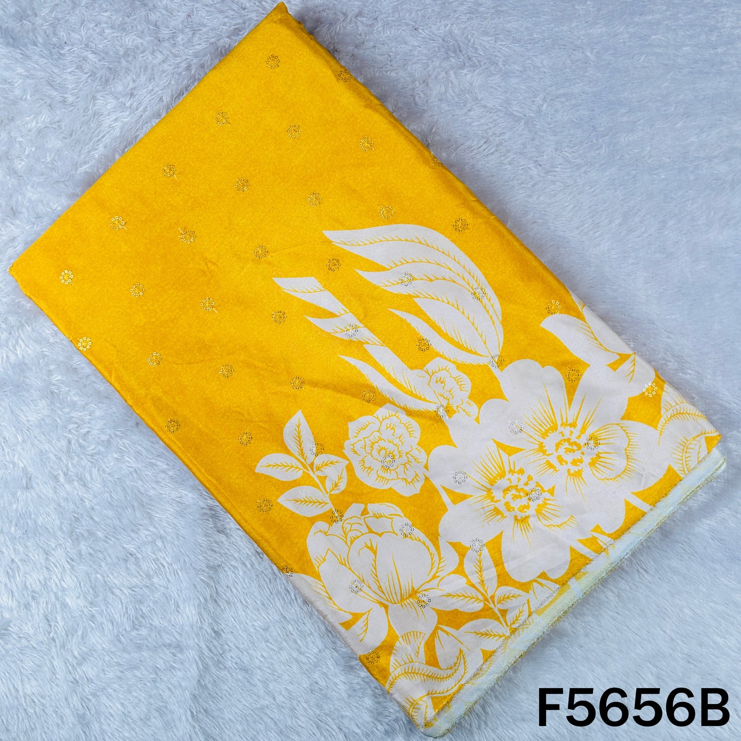 Digital Print Thread Sequins Work Crepe Fabric - F5656