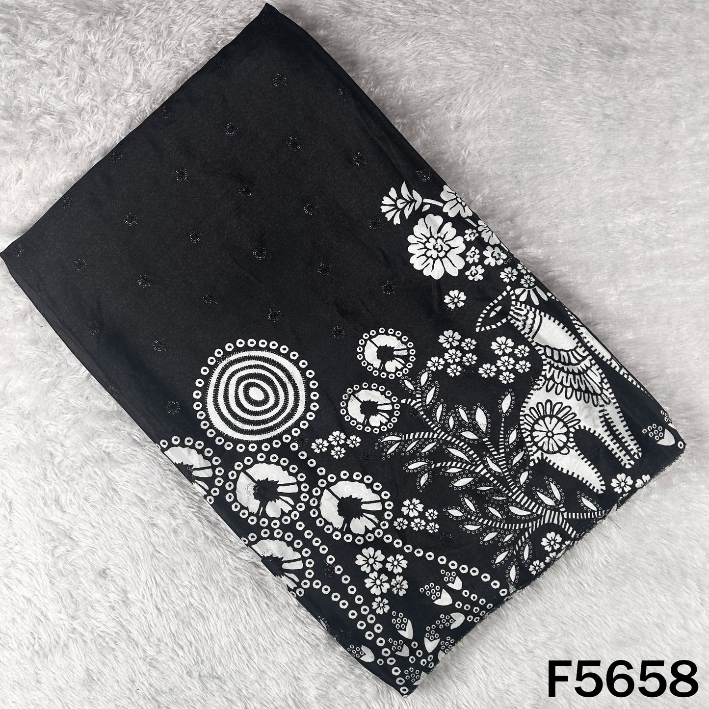 Digital Print Thread Sequins Work Crepe Fabric - F5658
