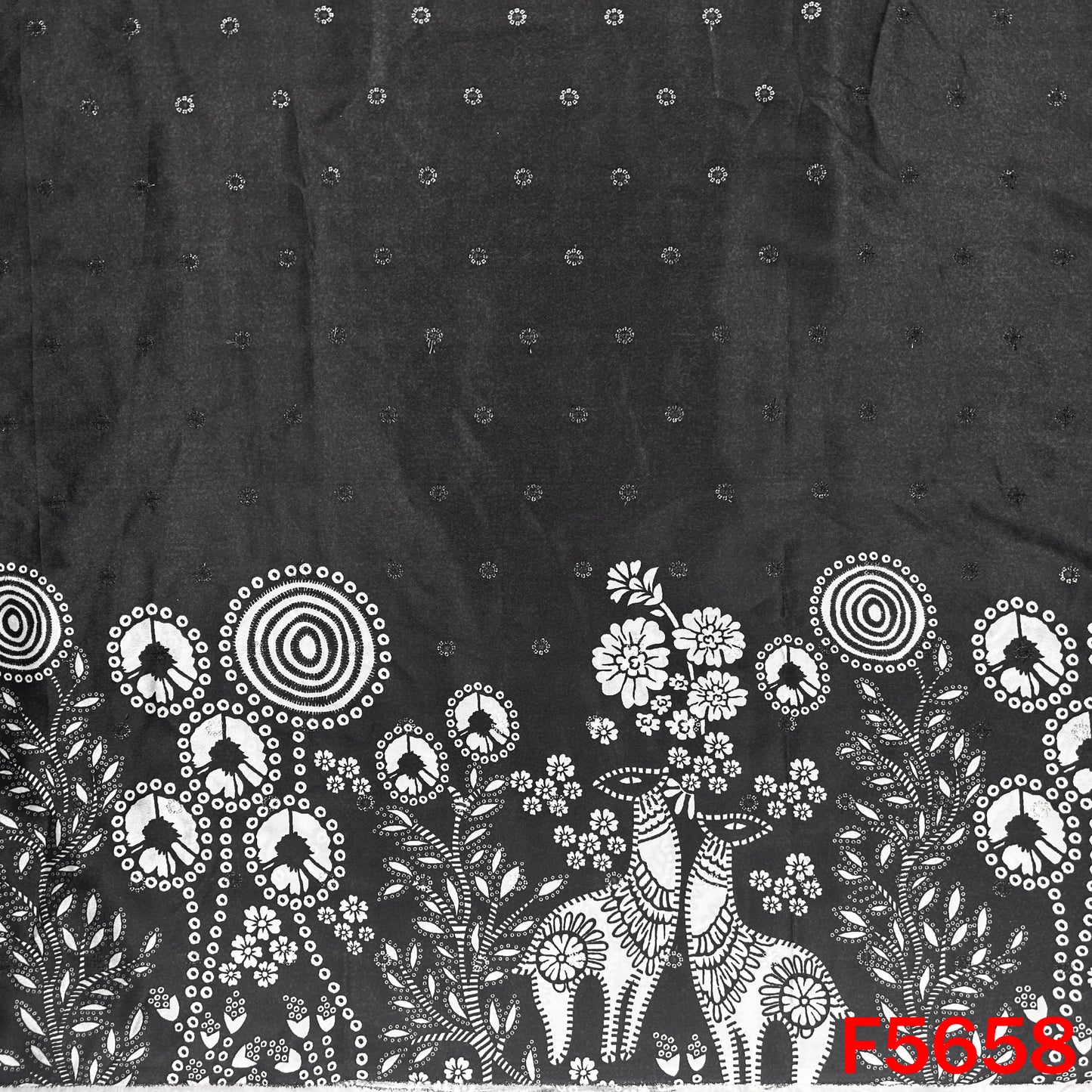 Digital Print Thread Sequins Work Crepe Fabric - F5658