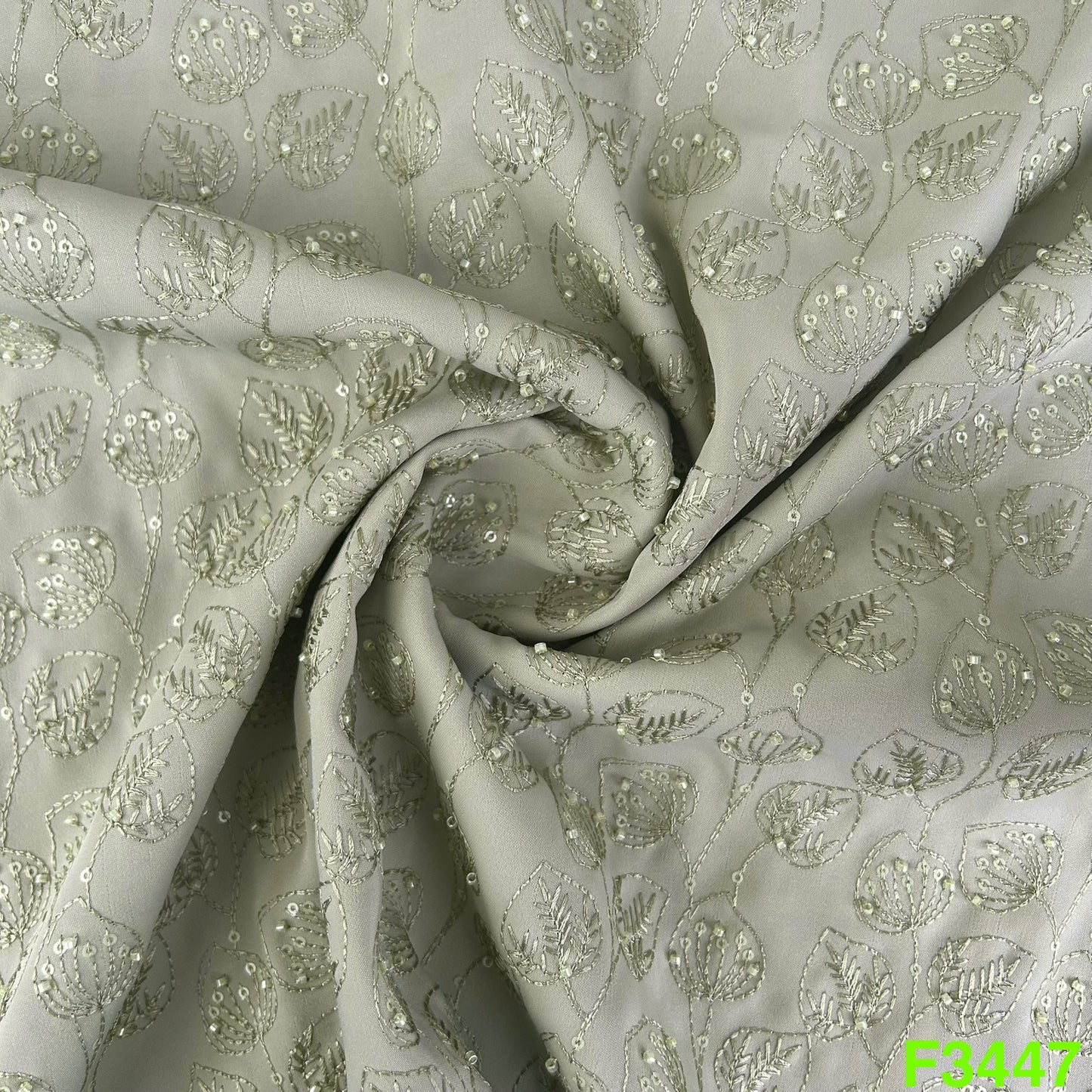 Cut Dana Thread Sequins Embroidered Bubble Georgette-F3447