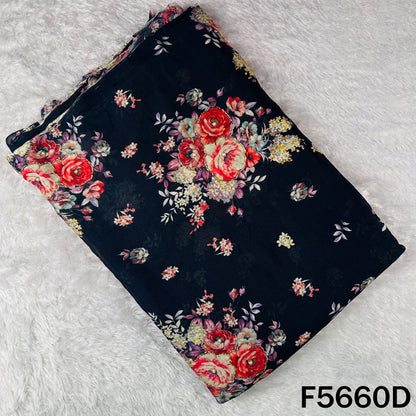 Digital Print Cut Dana Pearl Work Chinnon Chiffon Fabric - F5660