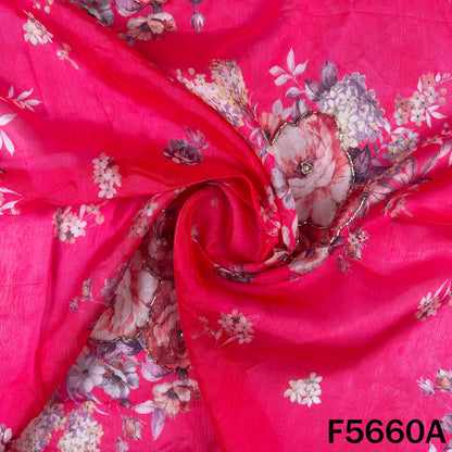 Digital Print Cut Dana Pearl Work Chinnon Chiffon Fabric - F5660