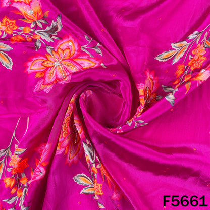 Digital Print Cut Dana Sequins Pearl Work Crepe Fabric - F5661