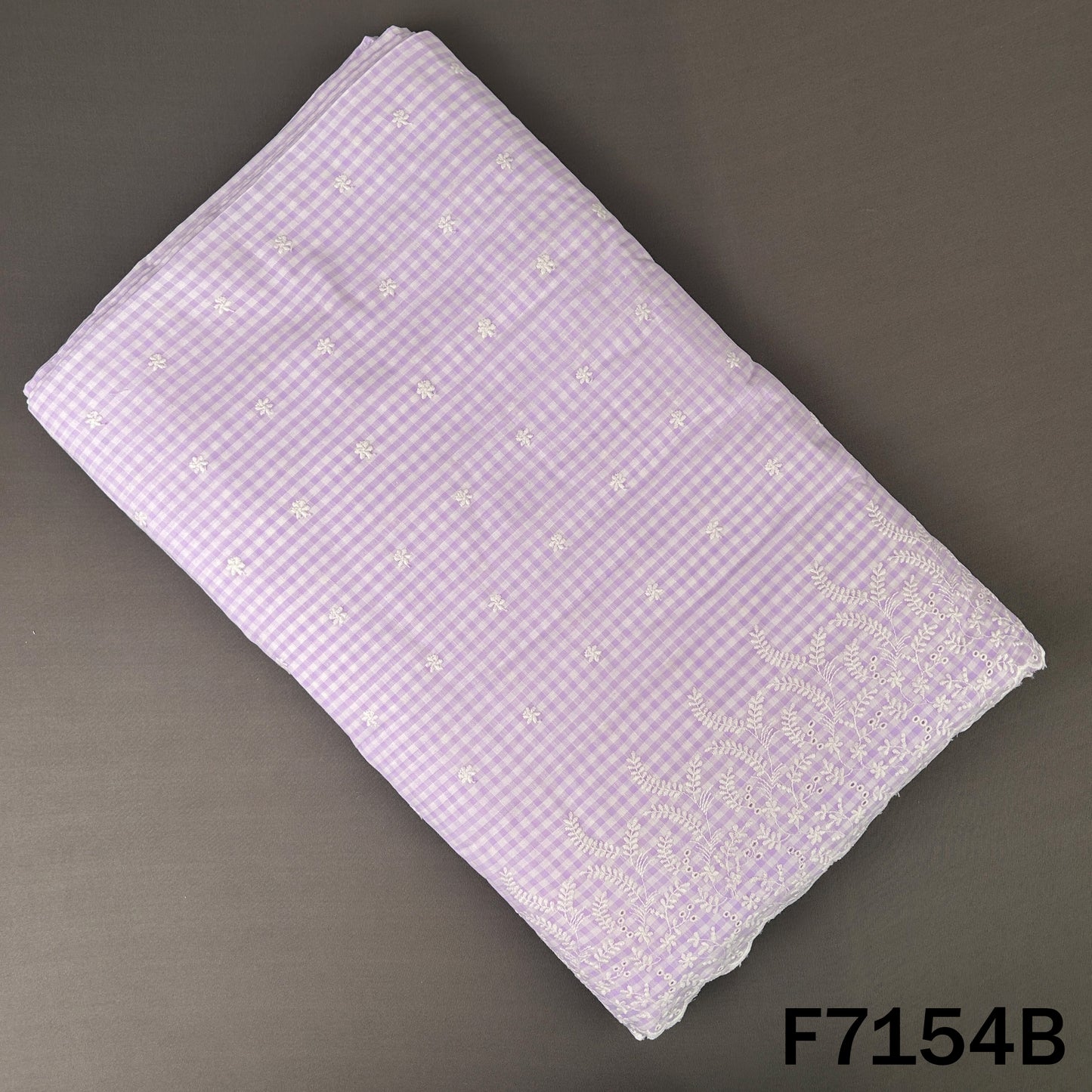 Check Thread Embroidered Cambric Cotton Fabric - F7154