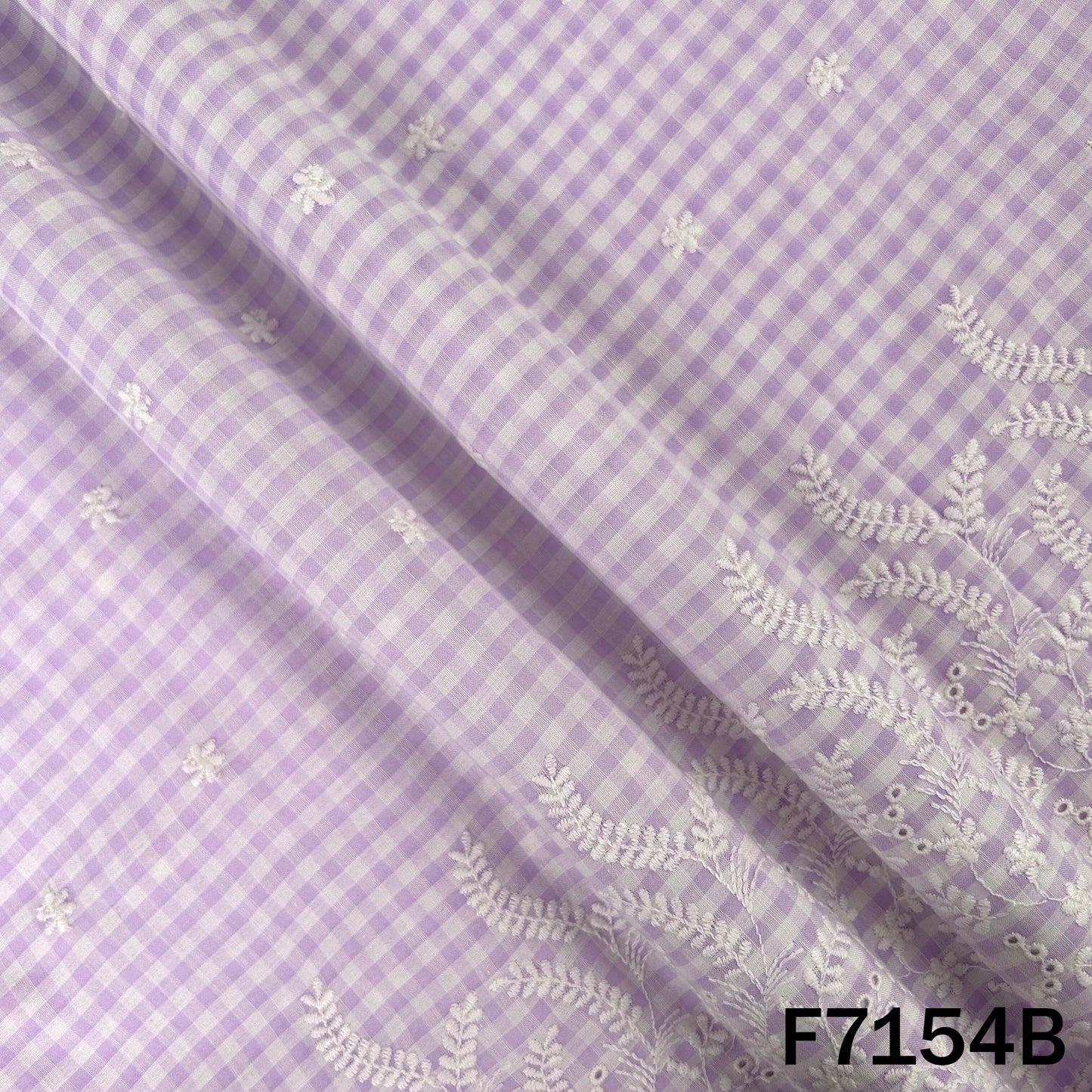 Check Thread Embroidered Cambric Cotton Fabric - F7154
