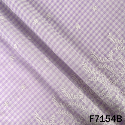 Check Thread Embroidered Cambric Cotton Fabric - F7154