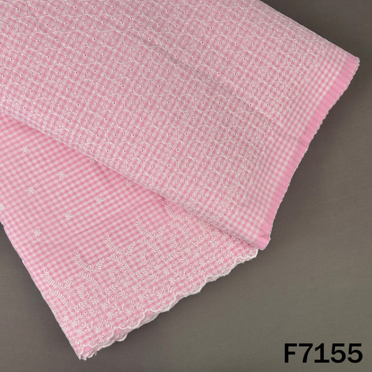 Check Thread Embroidered Cambric Cotton Fabric - F7155