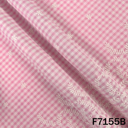 Check Thread Embroidered Cambric Cotton Fabric - F7155