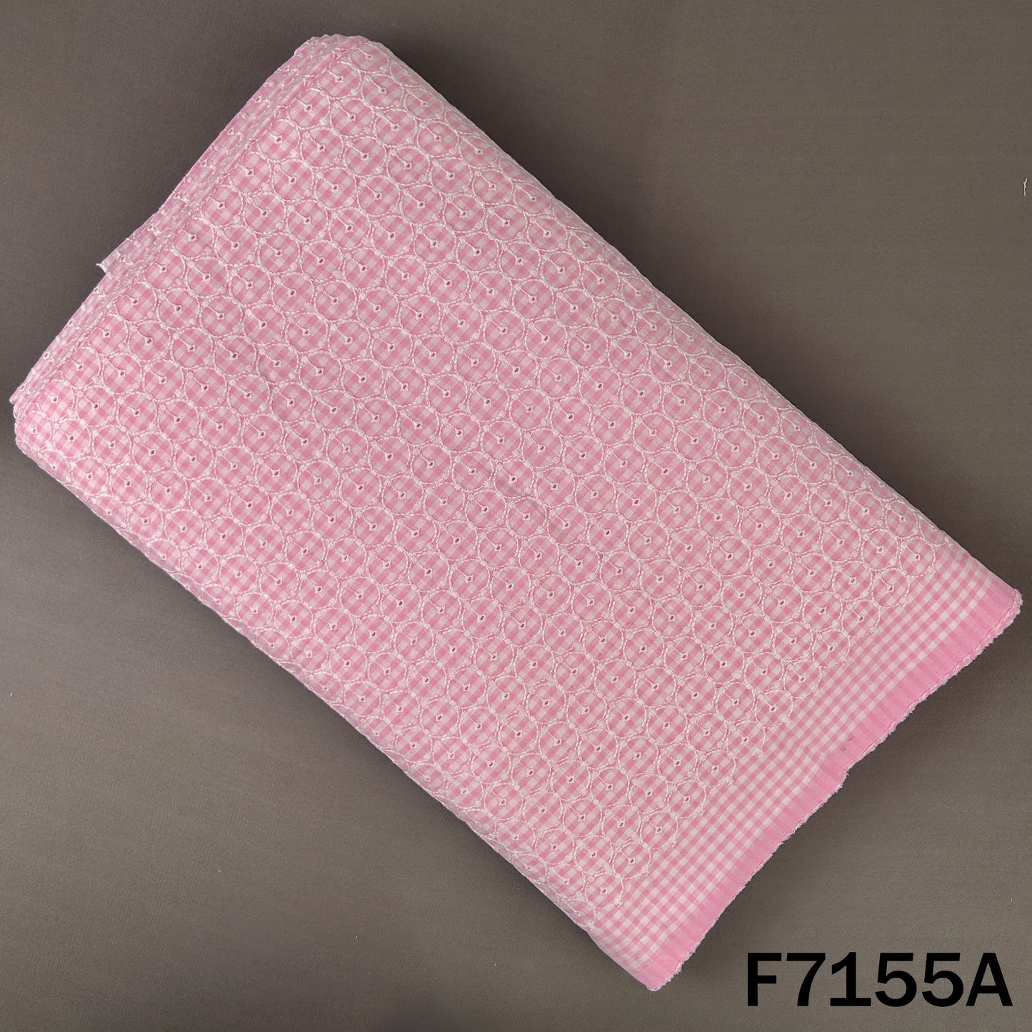 Check Thread Embroidered Cambric Cotton Fabric - F7155