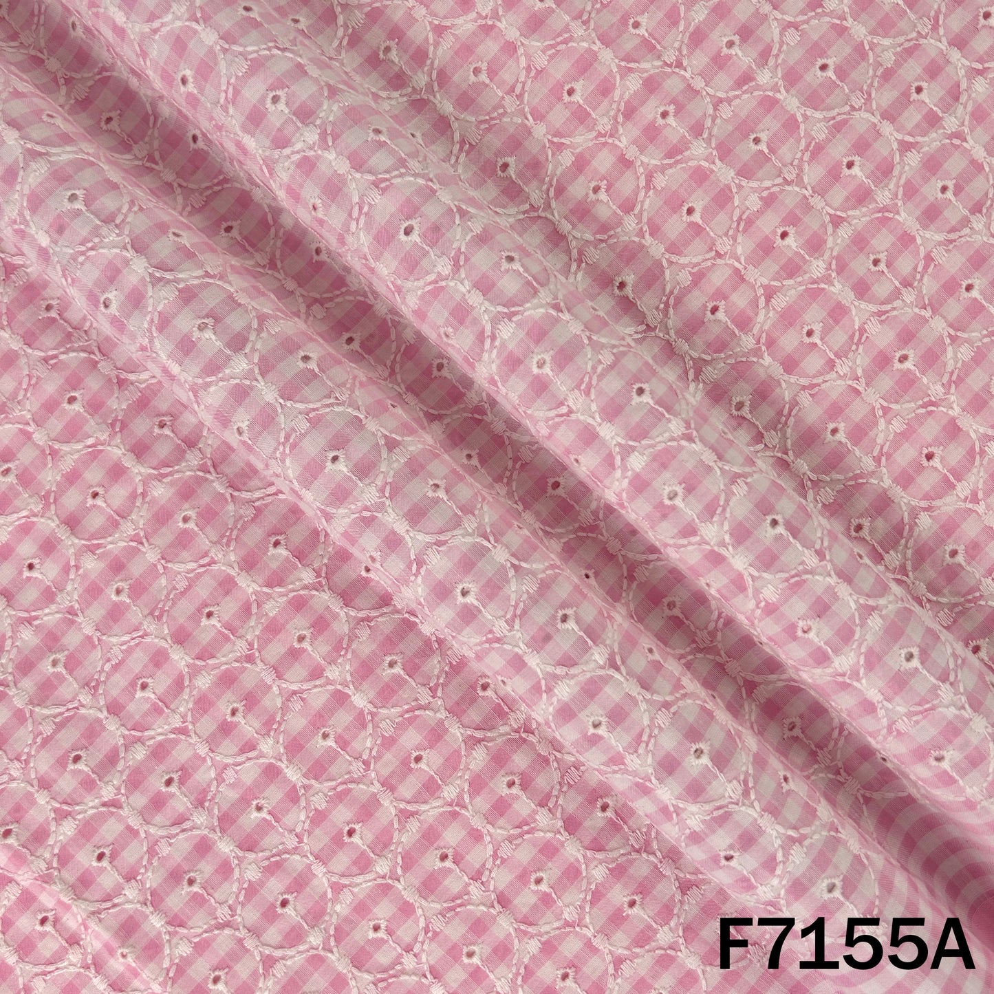 Check Thread Embroidered Cambric Cotton Fabric - F7155