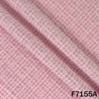 Check Thread Embroidered Cambric Cotton Fabric - F7155