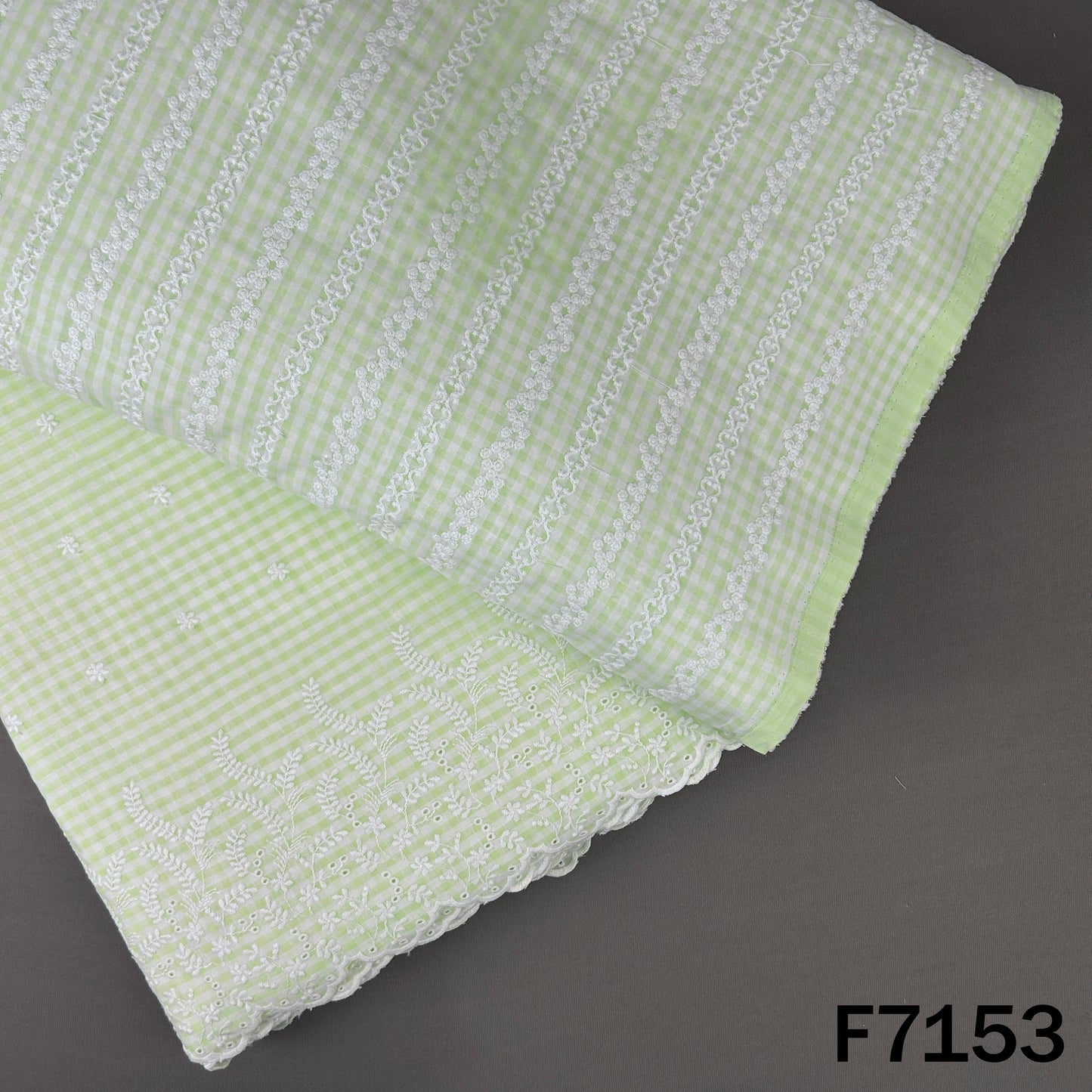 Check Thread Embroidered Cambric Cotton Fabric - F7153
