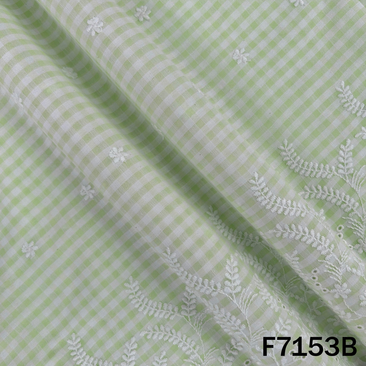 Check Thread Embroidered Cambric Cotton Fabric - F7153