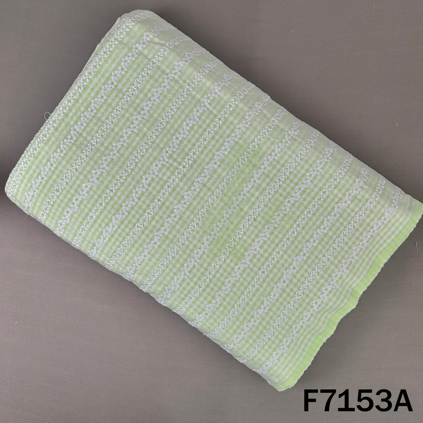 Check Thread Embroidered Cambric Cotton Fabric - F7153