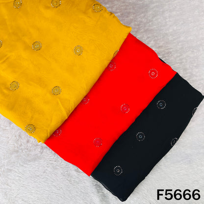 Thread Sequins Work Organza Fabric - F5666