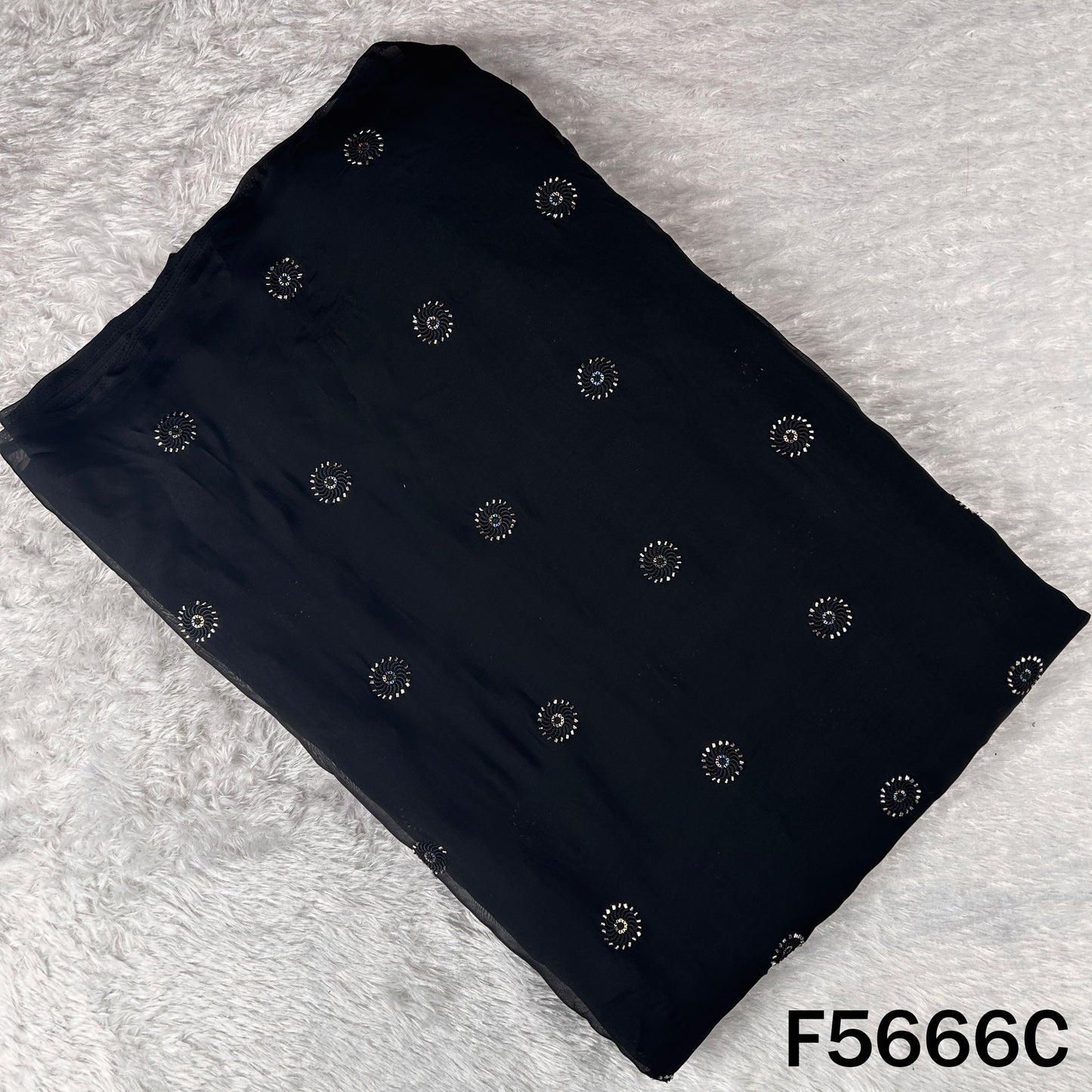 Thread Sequins Work Organza Fabric - F5666
