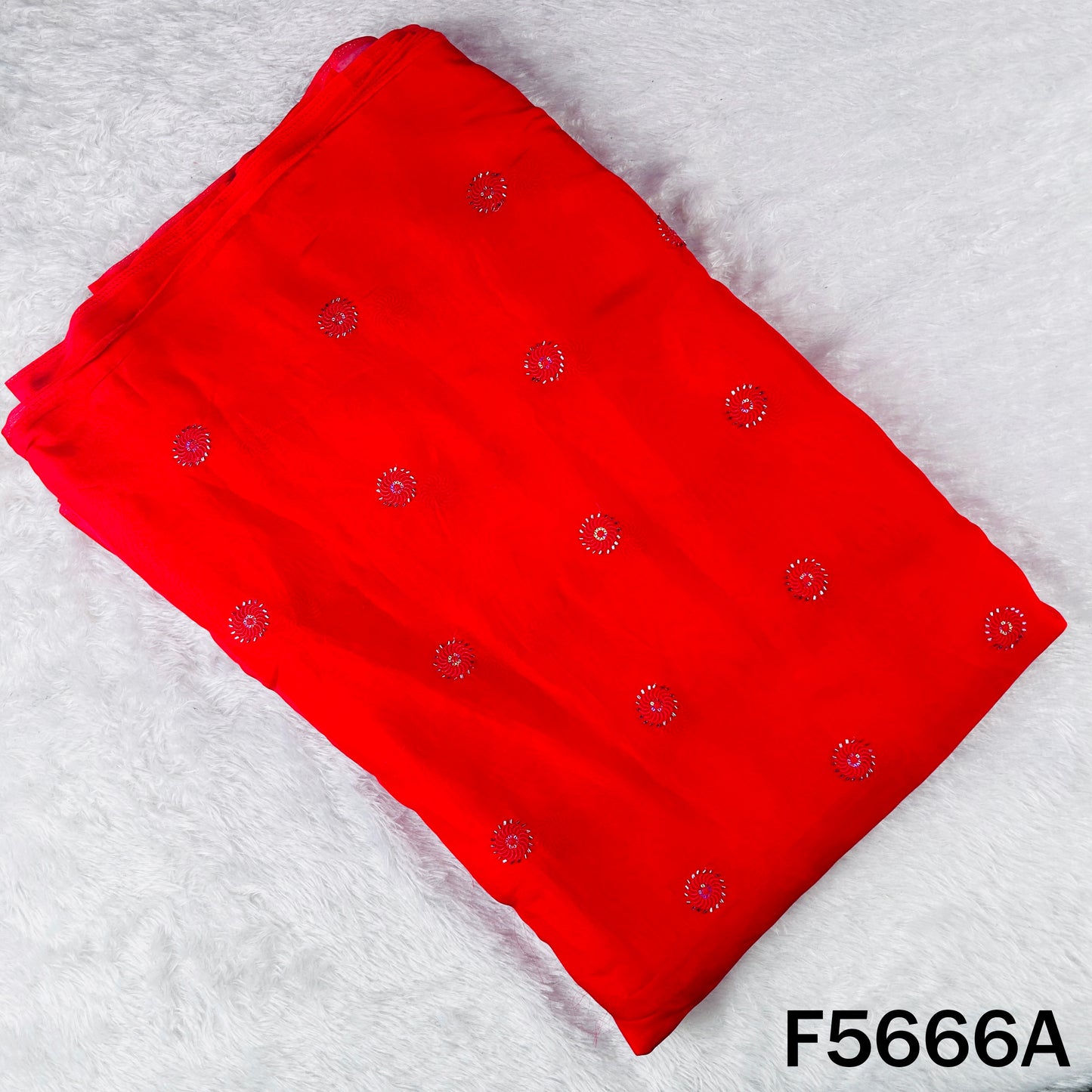 Thread Sequins Work Organza Fabric - F5666