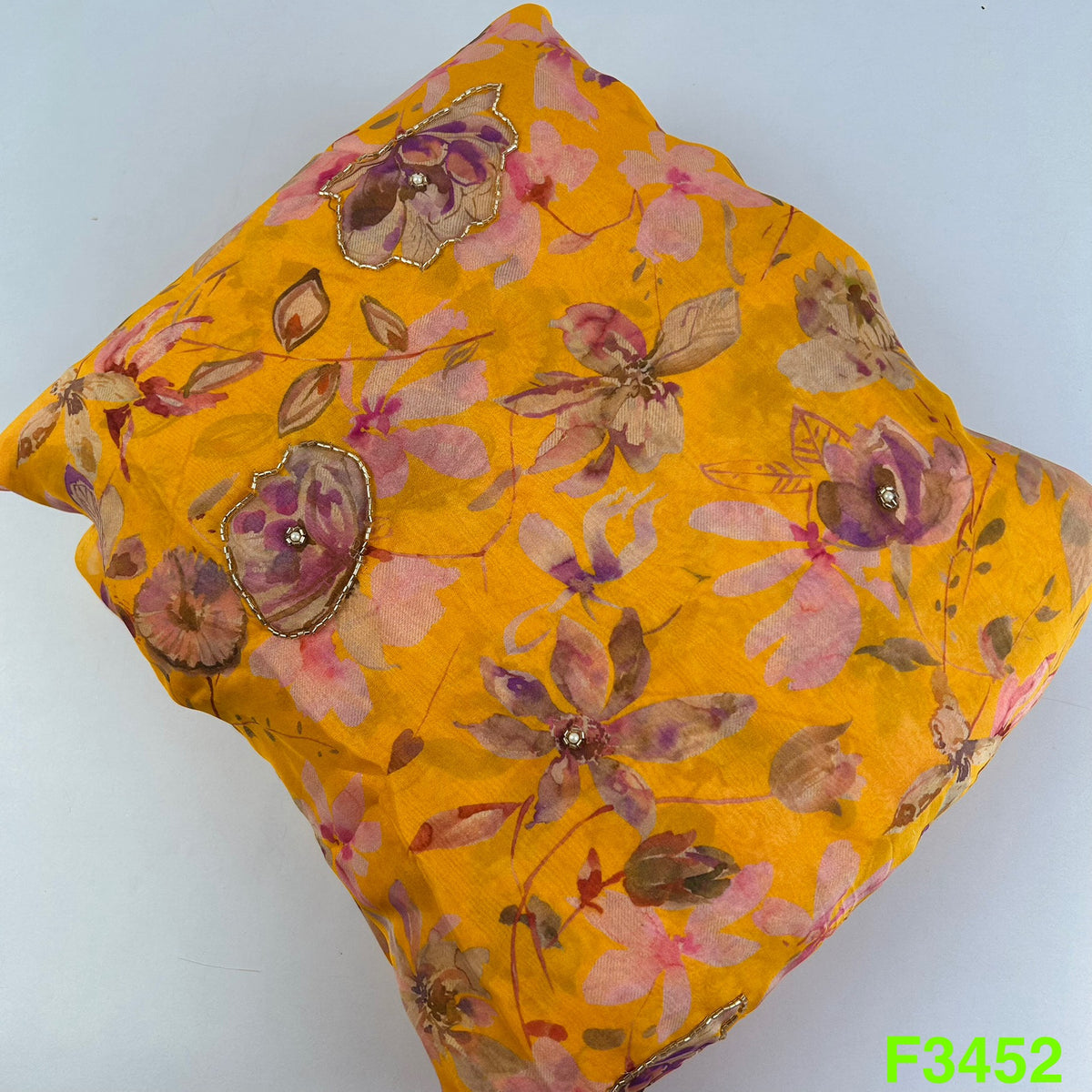 Positional Print Cut Dana Work Organza Fabric-F3452 – Fabricroot