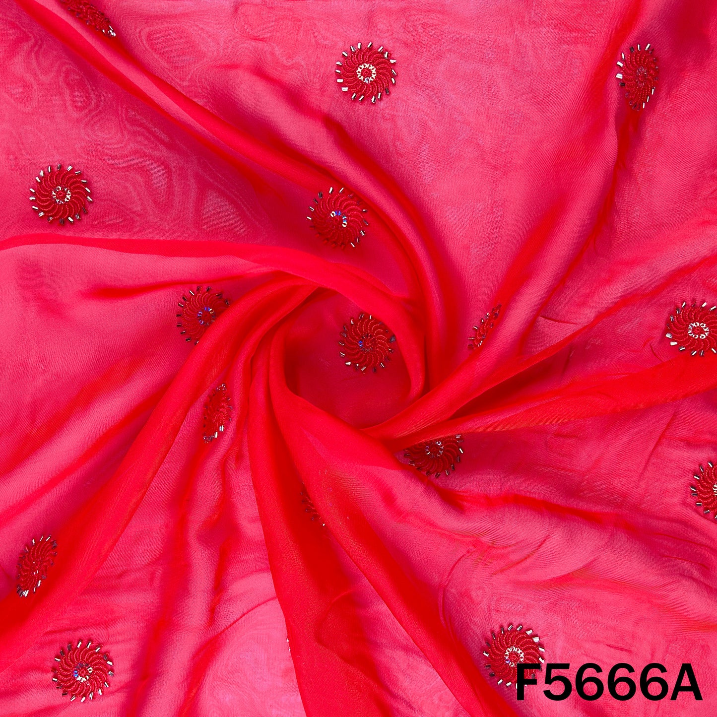 Thread Sequins Work Organza Fabric - F5666