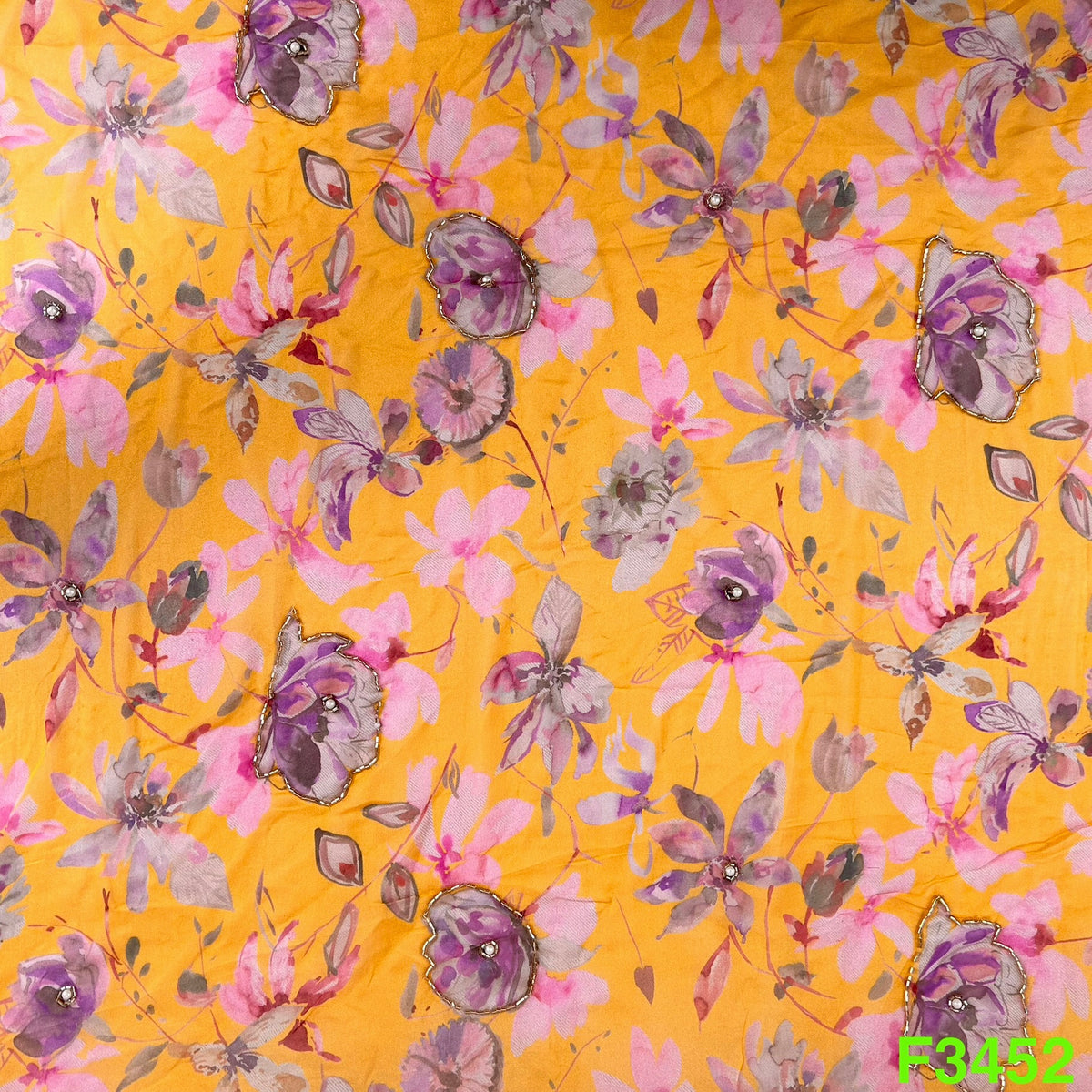 Positional Print Cut Dana Work Organza Fabric-F3452 – Fabricroot