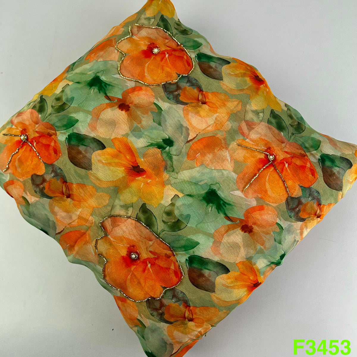 Positional Print Cut Dana Work Organza Fabric-F3453 – Fabricroot