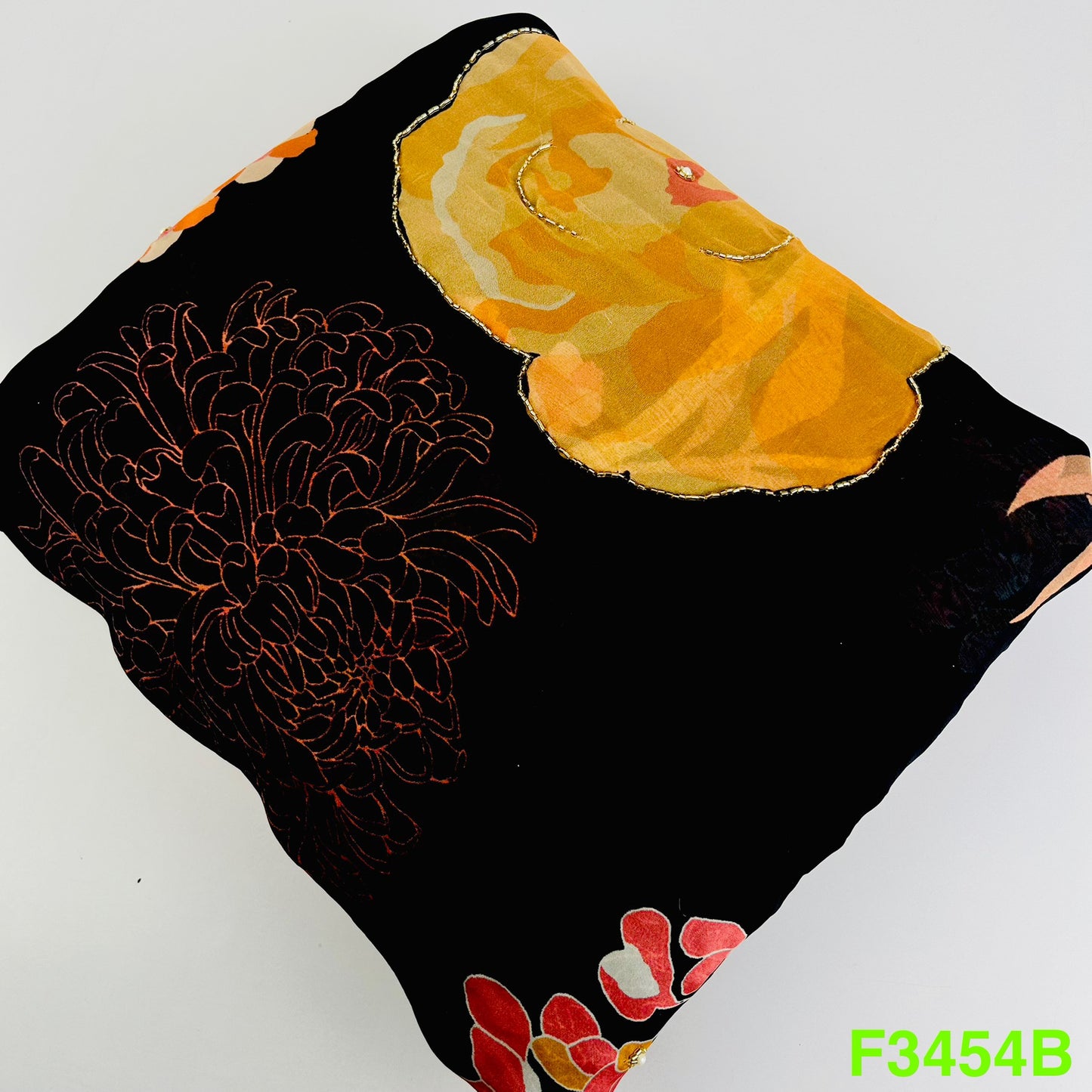 Positional Print Cut Dana Work Organza Fabric-F3454