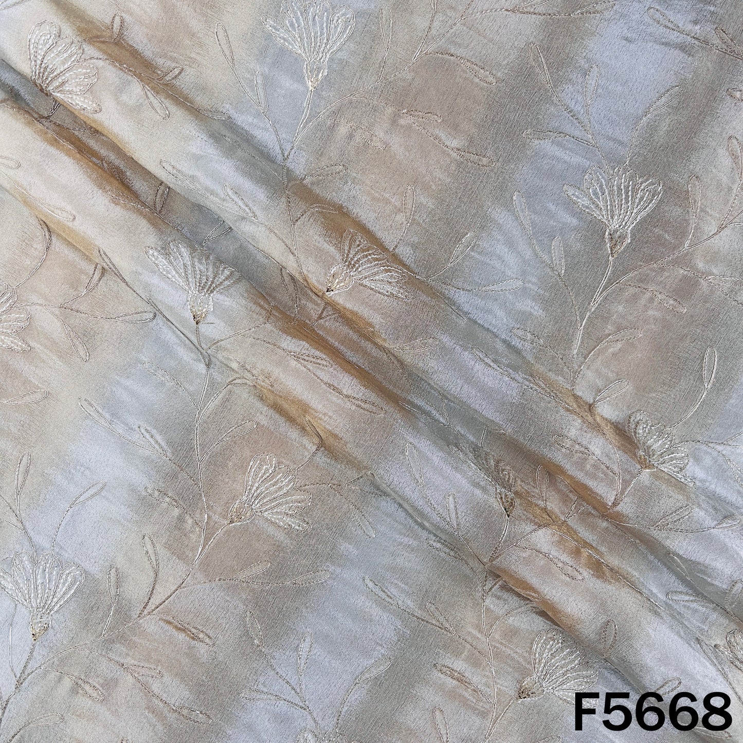 Thread Zari Embroidered Shimmer Tissue Fabric - F5668