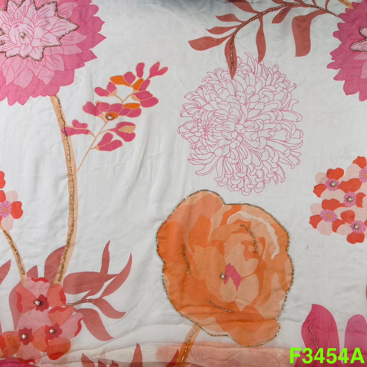 Positional Print Cut Dana Work Organza Fabric-F3454 – Fabricroot