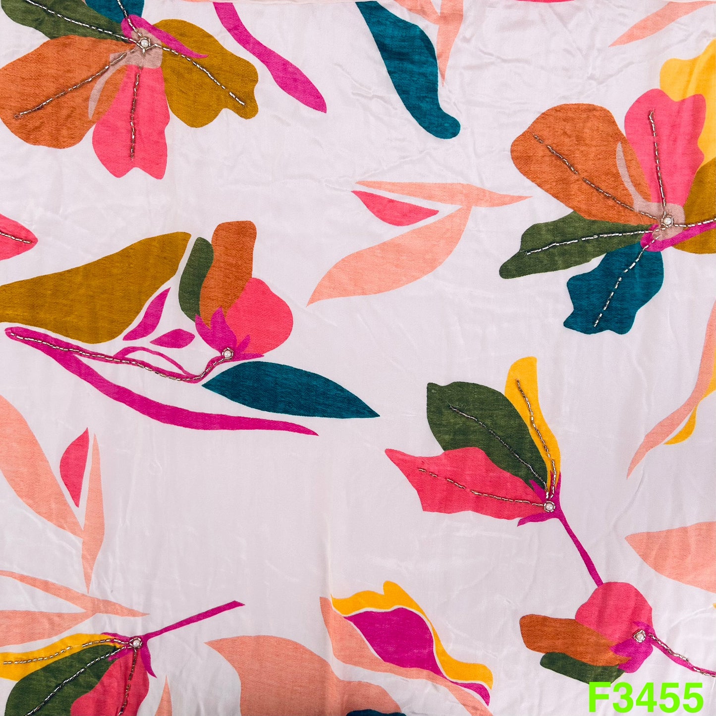 Positional Print Cut Dana Work Crepe Fabric-F3455