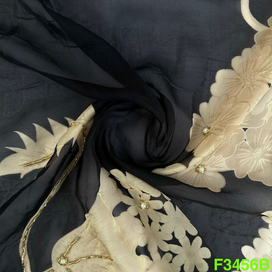 Positional Print Cut Dana Work Organza Fabric-F3456