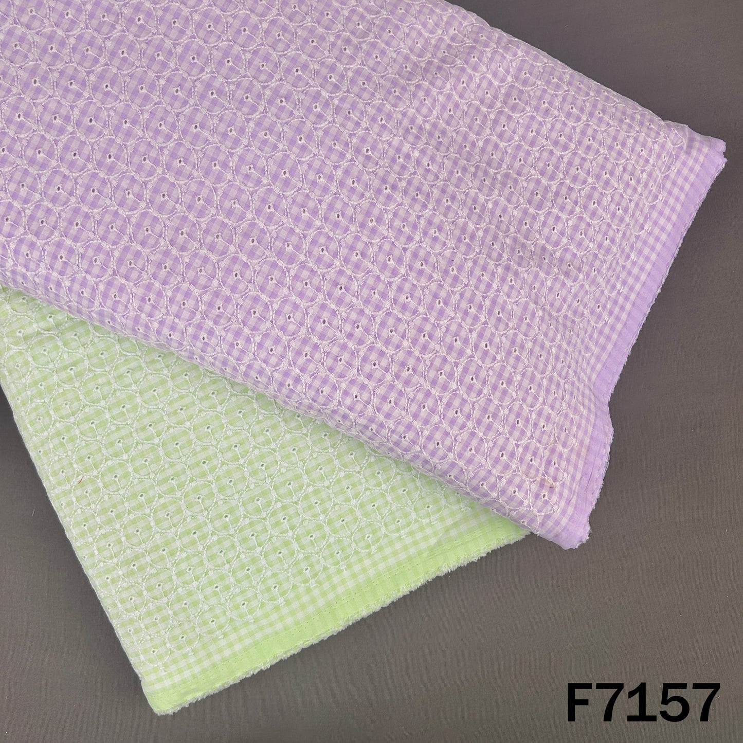 Check Thread Embroidered Cambric Cotton Fabric - F7157