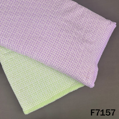 Check Thread Embroidered Cambric Cotton Fabric - F7157
