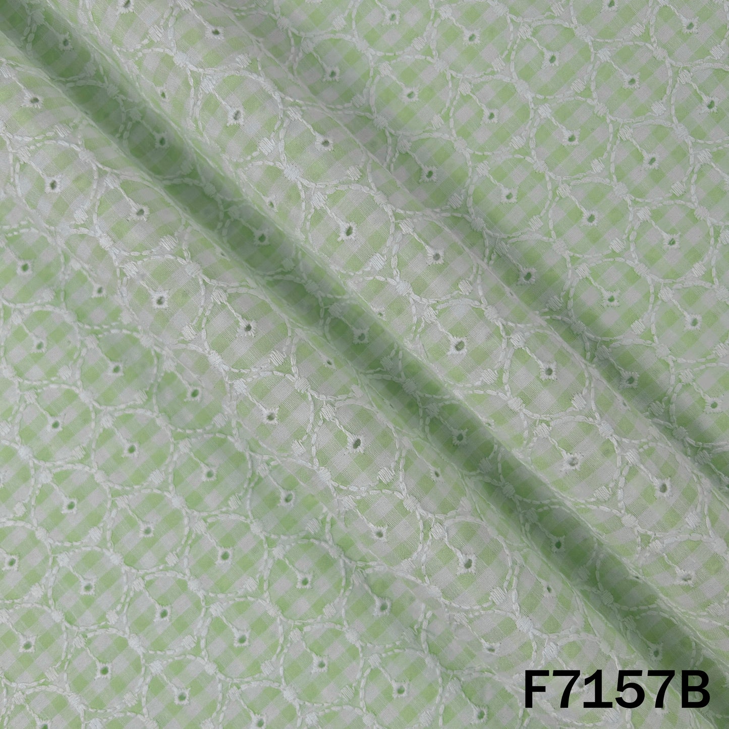 Check Thread Embroidered Cambric Cotton Fabric - F7157