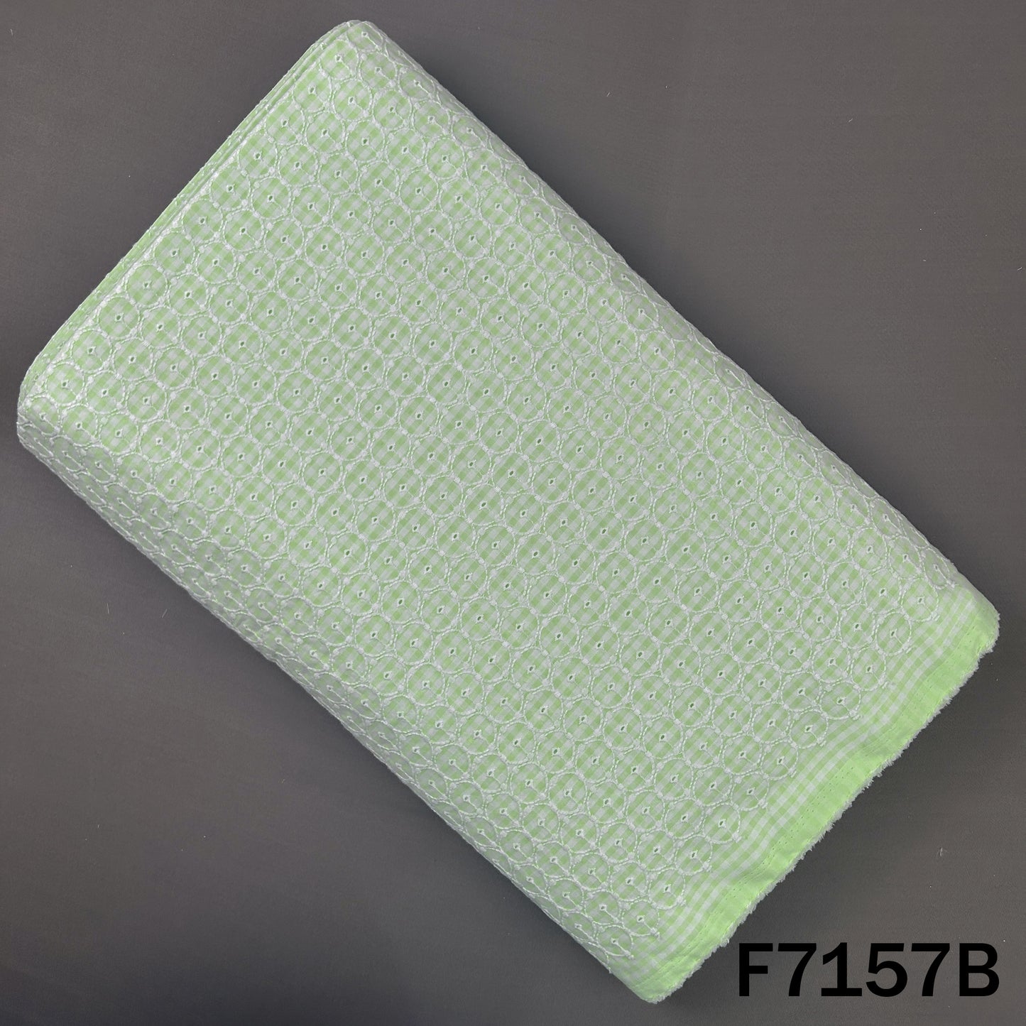 Check Thread Embroidered Cambric Cotton Fabric - F7157