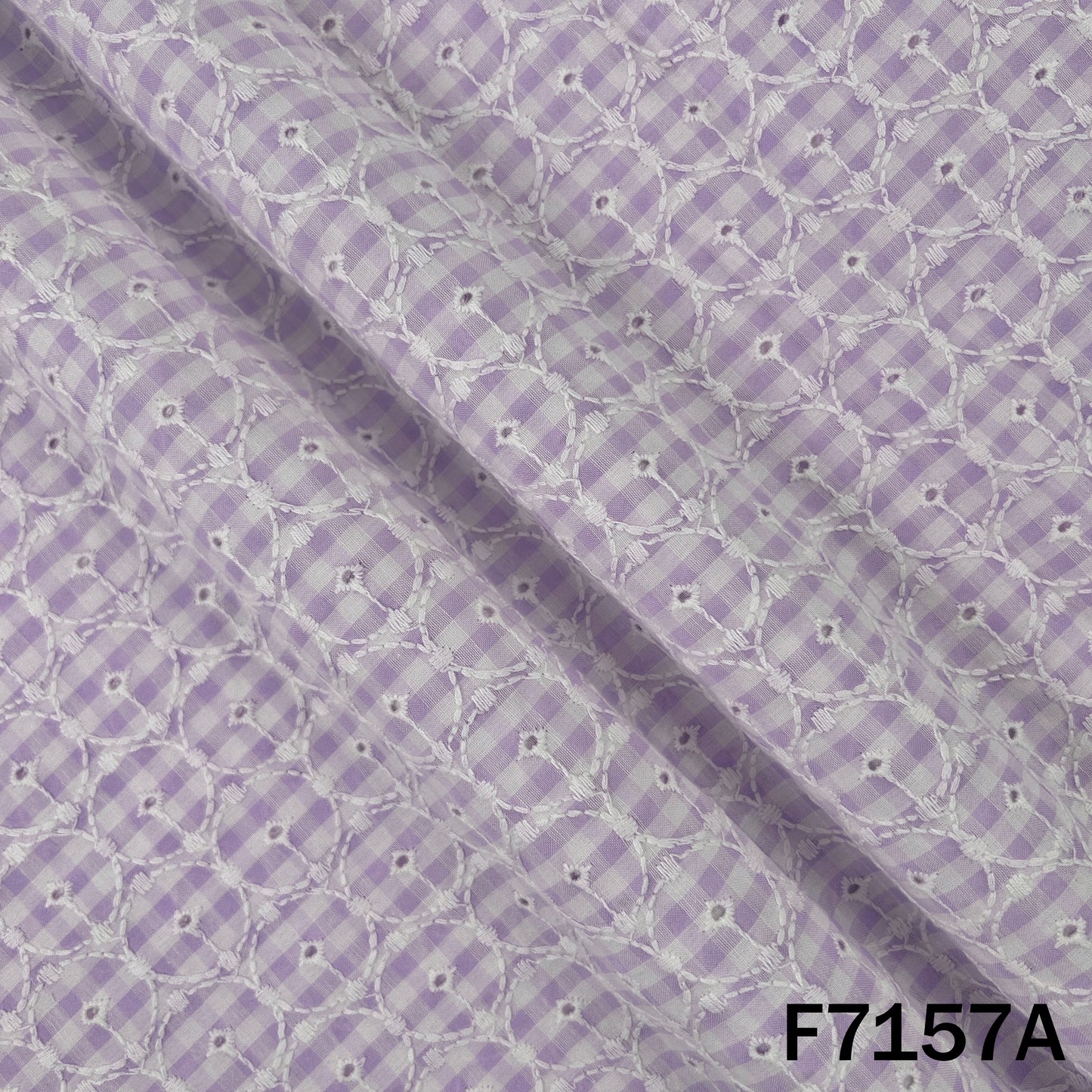 Check Thread Embroidered Cambric Cotton Fabric - F7157