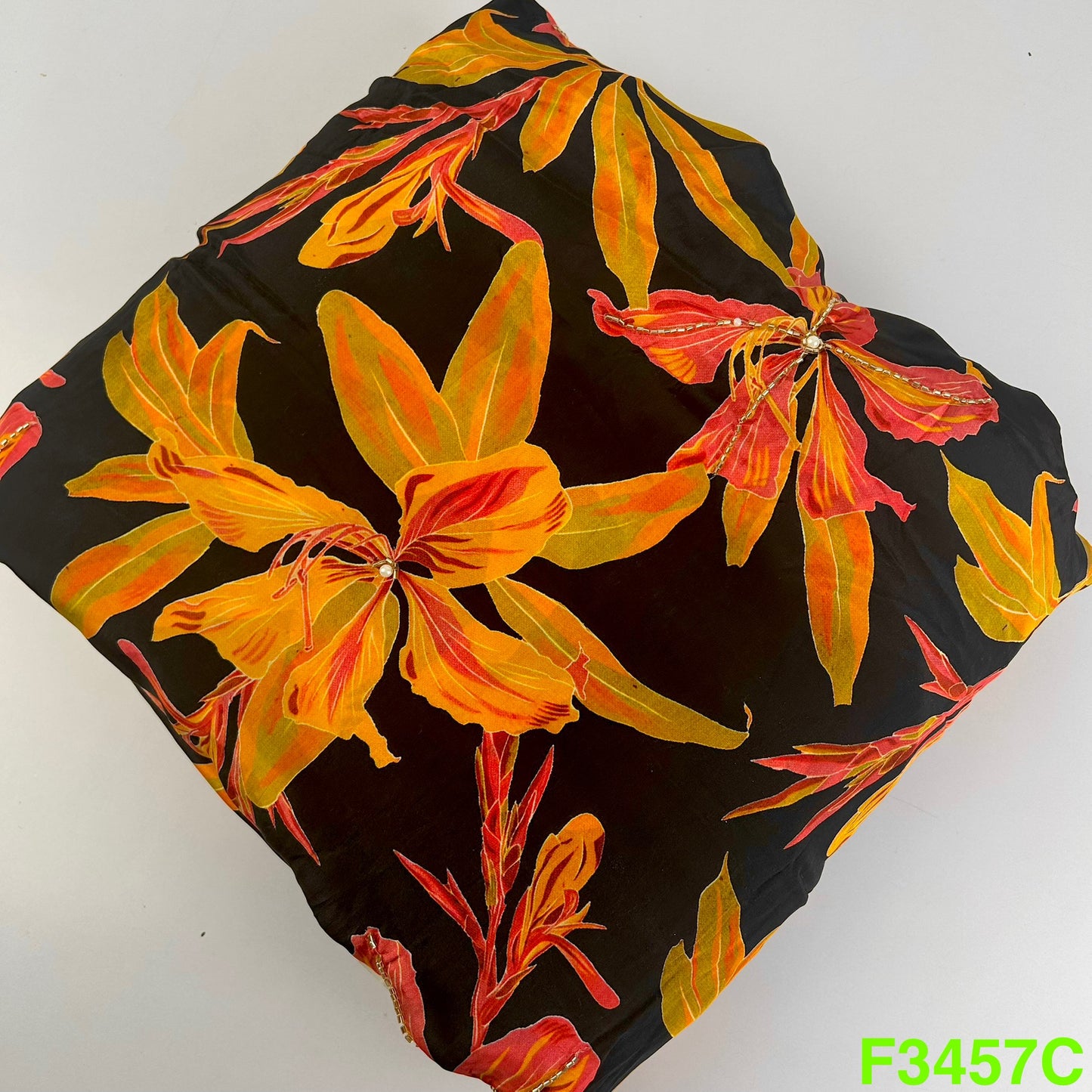 Positional Print Cut Dana Work Crepe Fabric-F3457