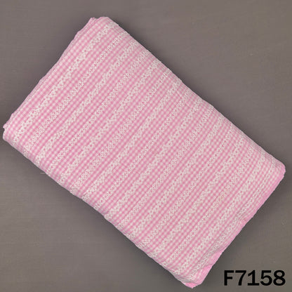 Check Thread Embroidered Cambric Cotton Fabric - F7158