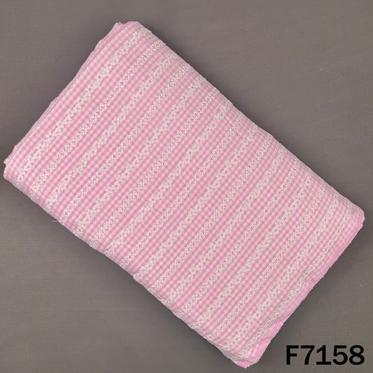 Check Thread Embroidered Cambric Cotton Fabric - F7158
