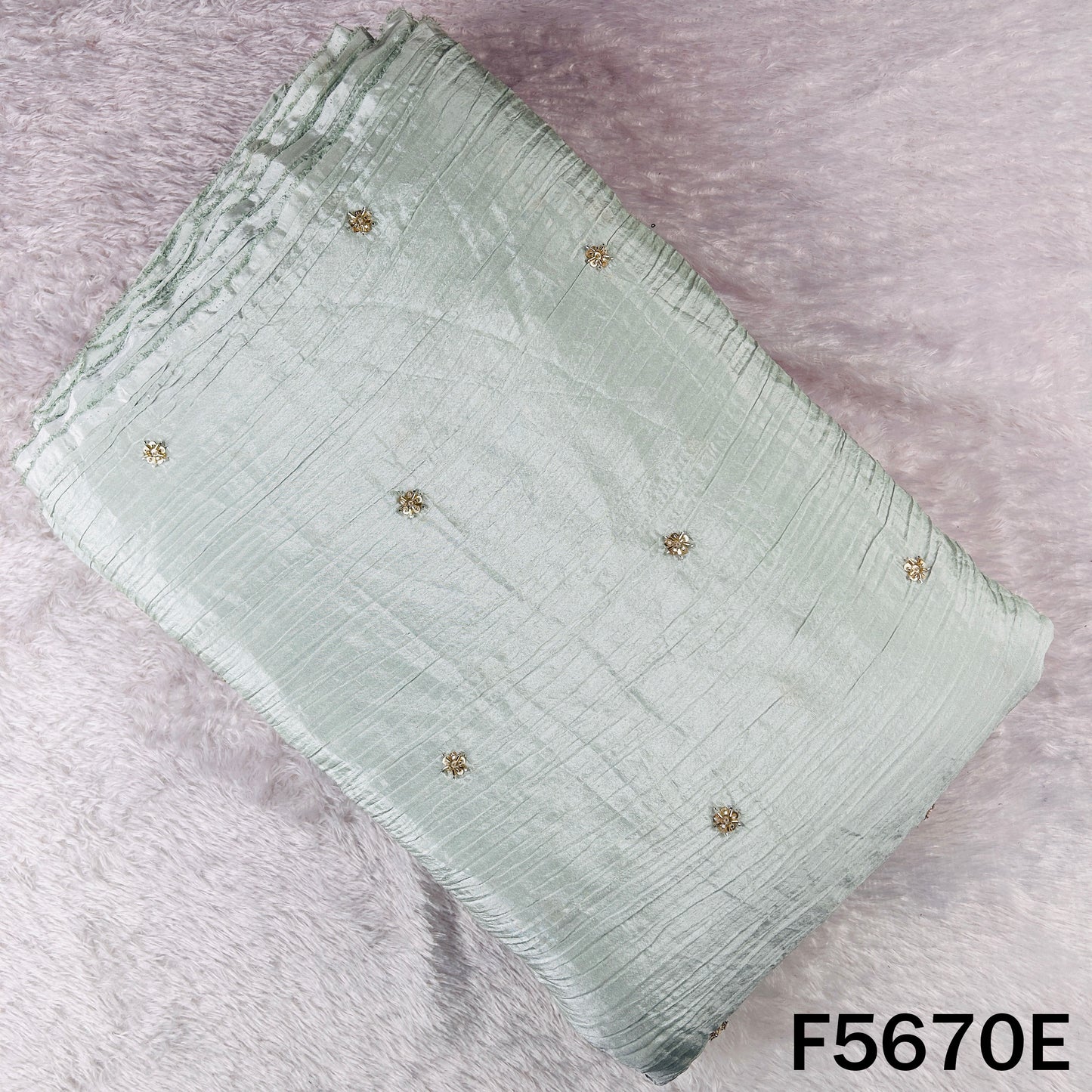 Cut Dana Zari Sequins Work Crush Shimmer Tissue Fabric - F5670