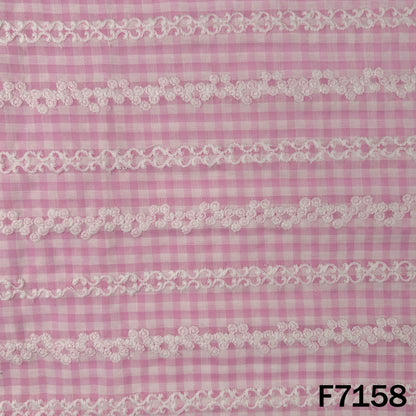 Check Thread Embroidered Cambric Cotton Fabric - F7158