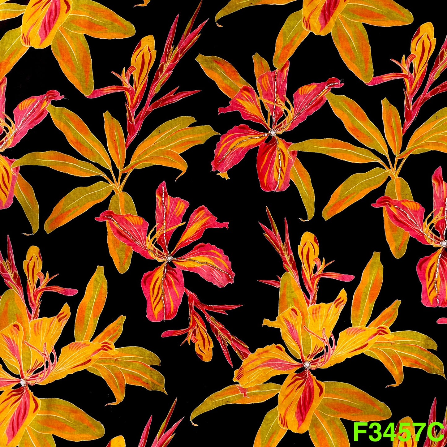 Positional Print Cut Dana Work Crepe Fabric-F3457