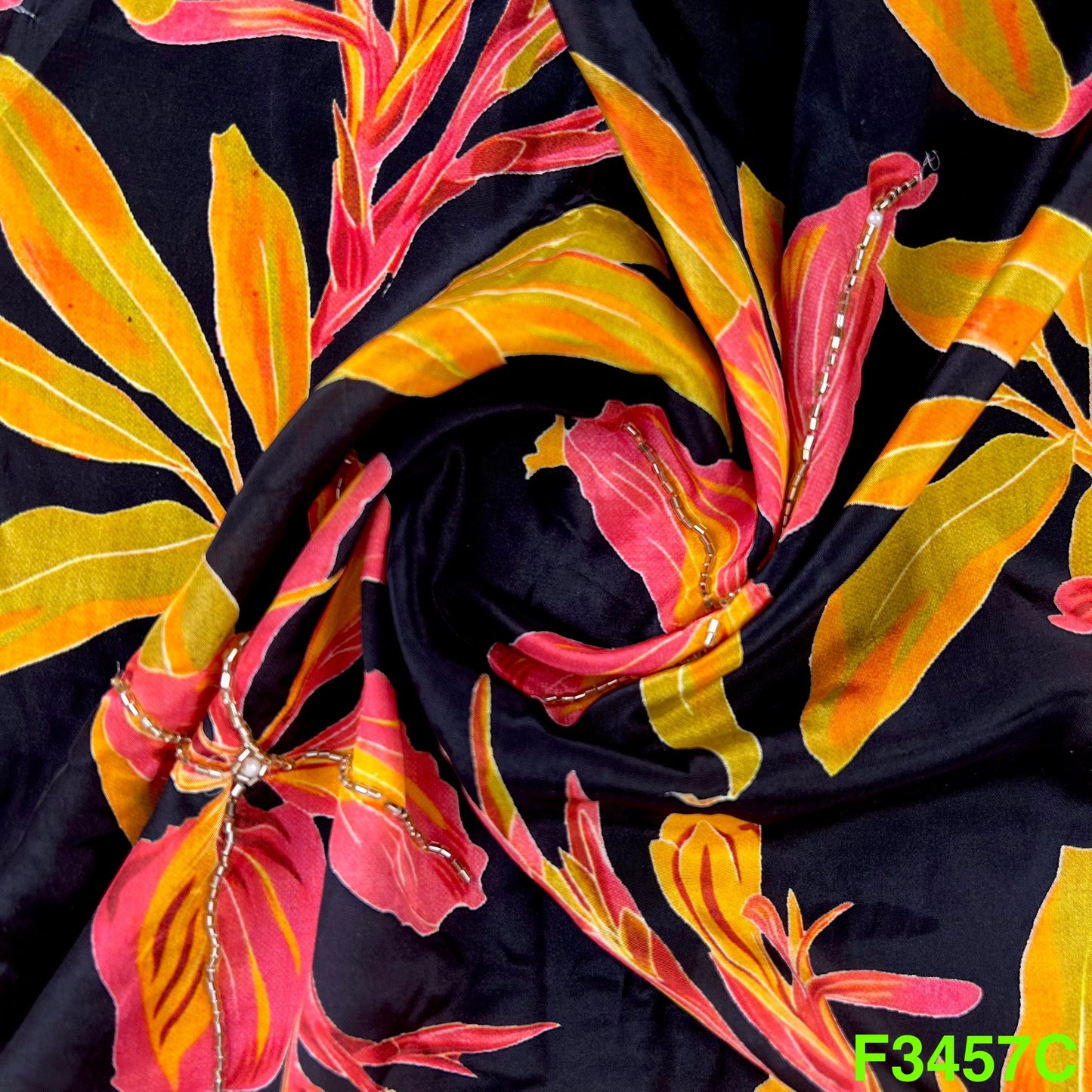 Positional Print Cut Dana Work Crepe Fabric-F3457