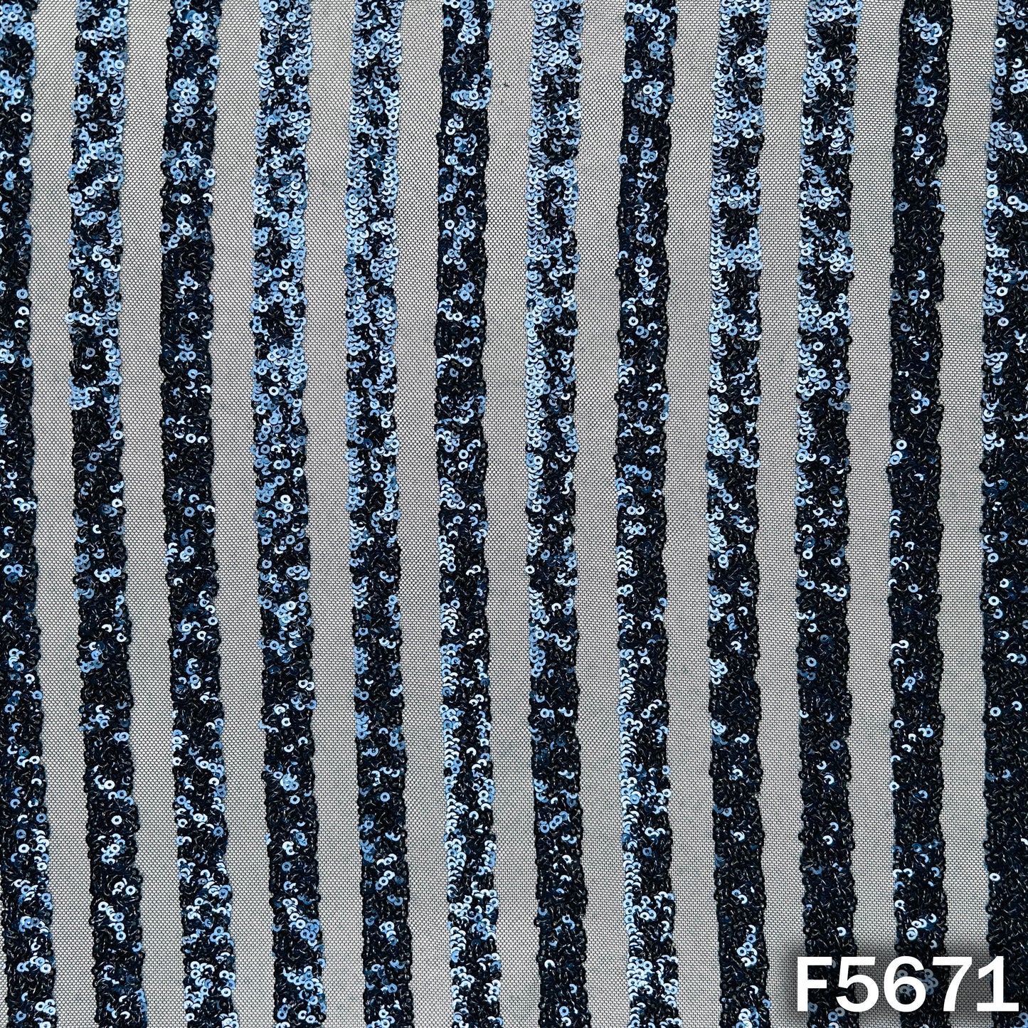 Sequins Work Lycra Net Fabric - F5671