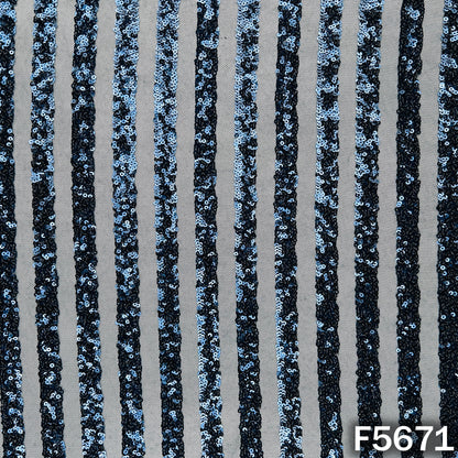 Sequins Work Lycra Net Fabric - F5671
