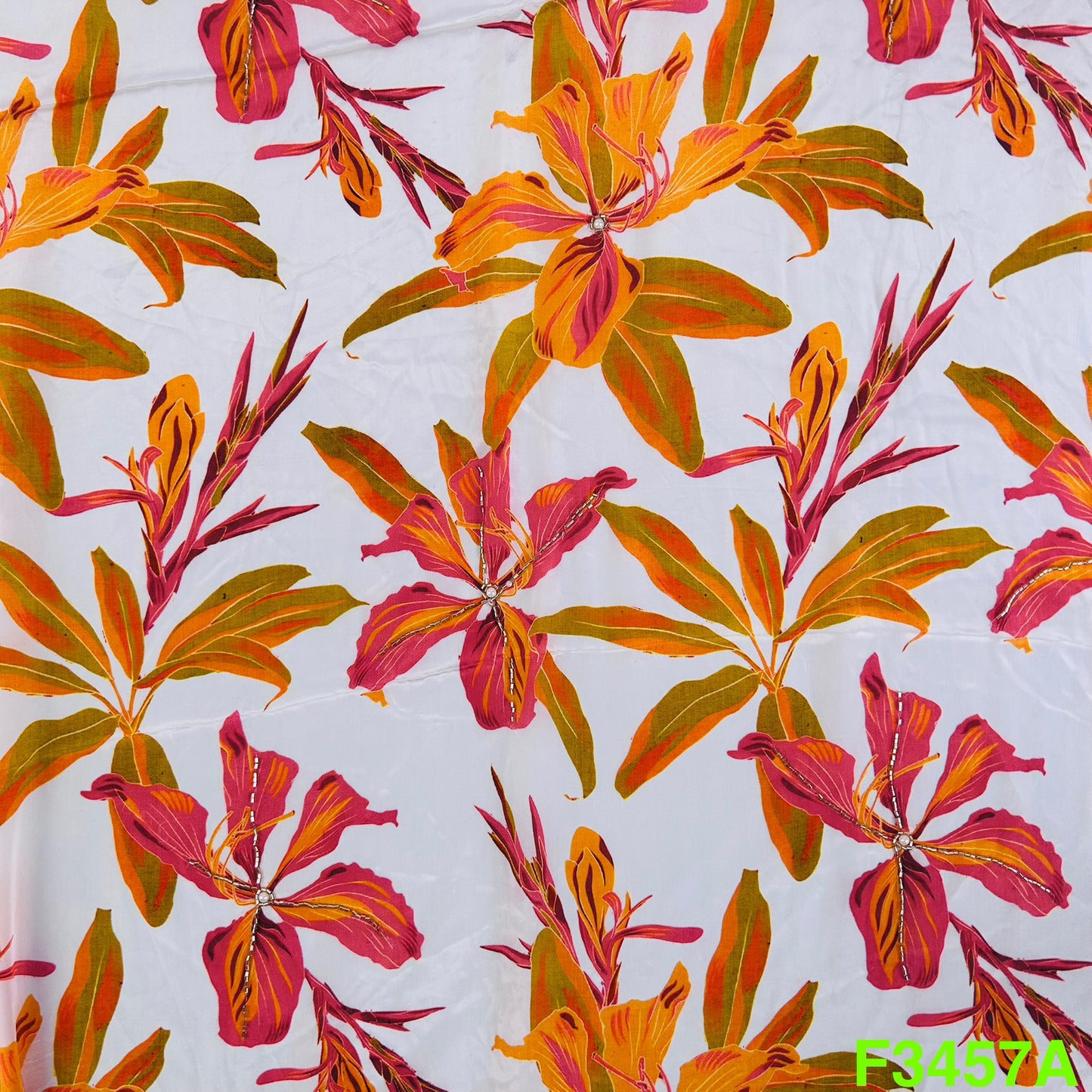 Positional Print Cut Dana Work Crepe Fabric-F3457