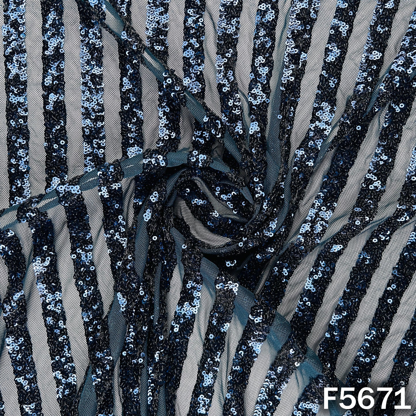 Sequins Work Lycra Net Fabric - F5671