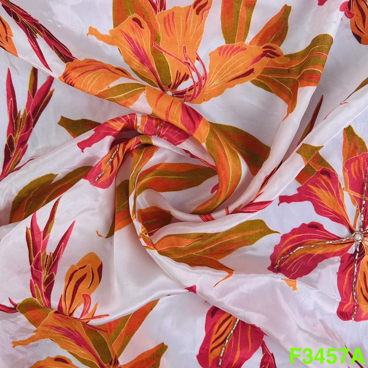 Positional Print Cut Dana Work Crepe Fabric-F3457