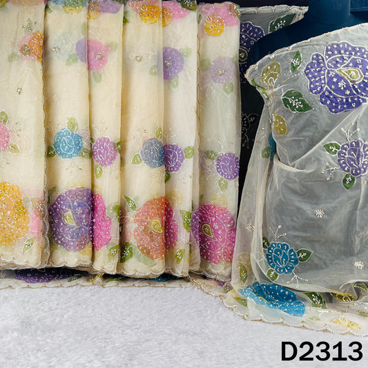 Cut Dana Zari Sequins Work Organza Dupatta - D2313