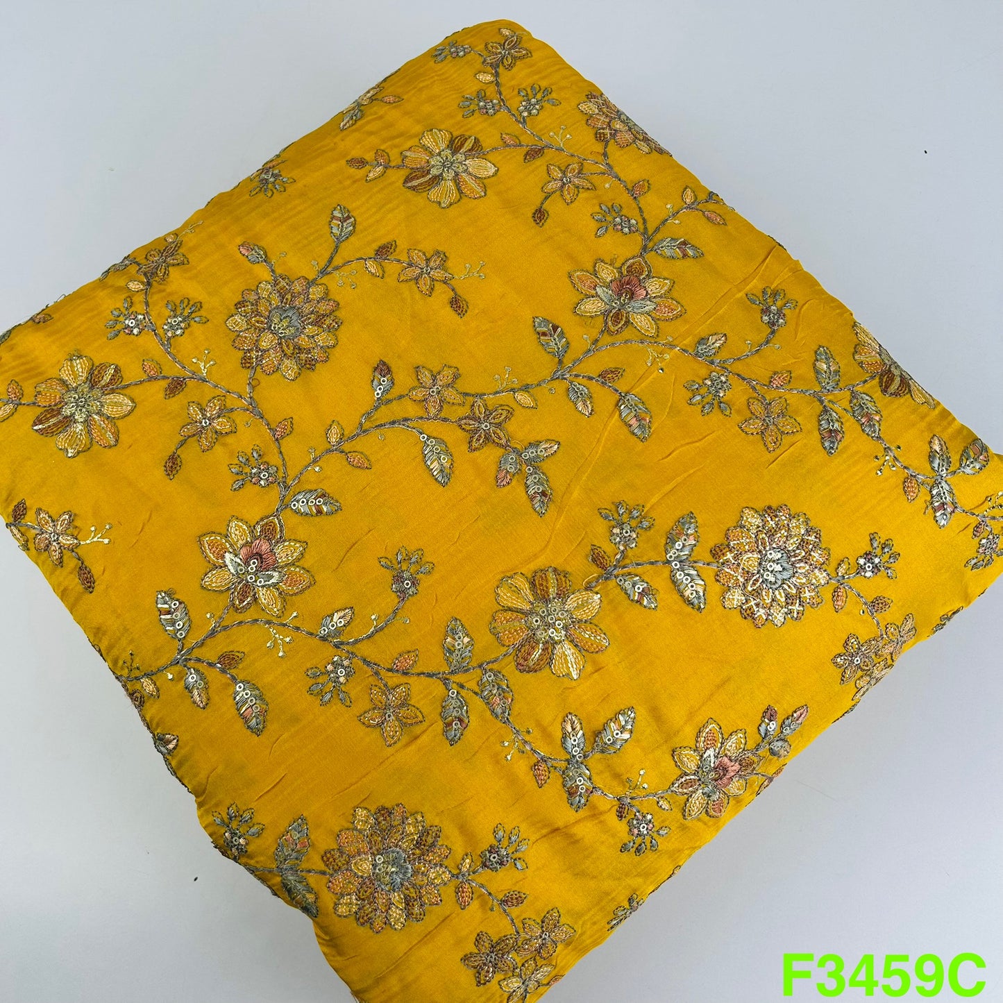 Thread Sequins Embroidered Modal Silk Fabric F3459