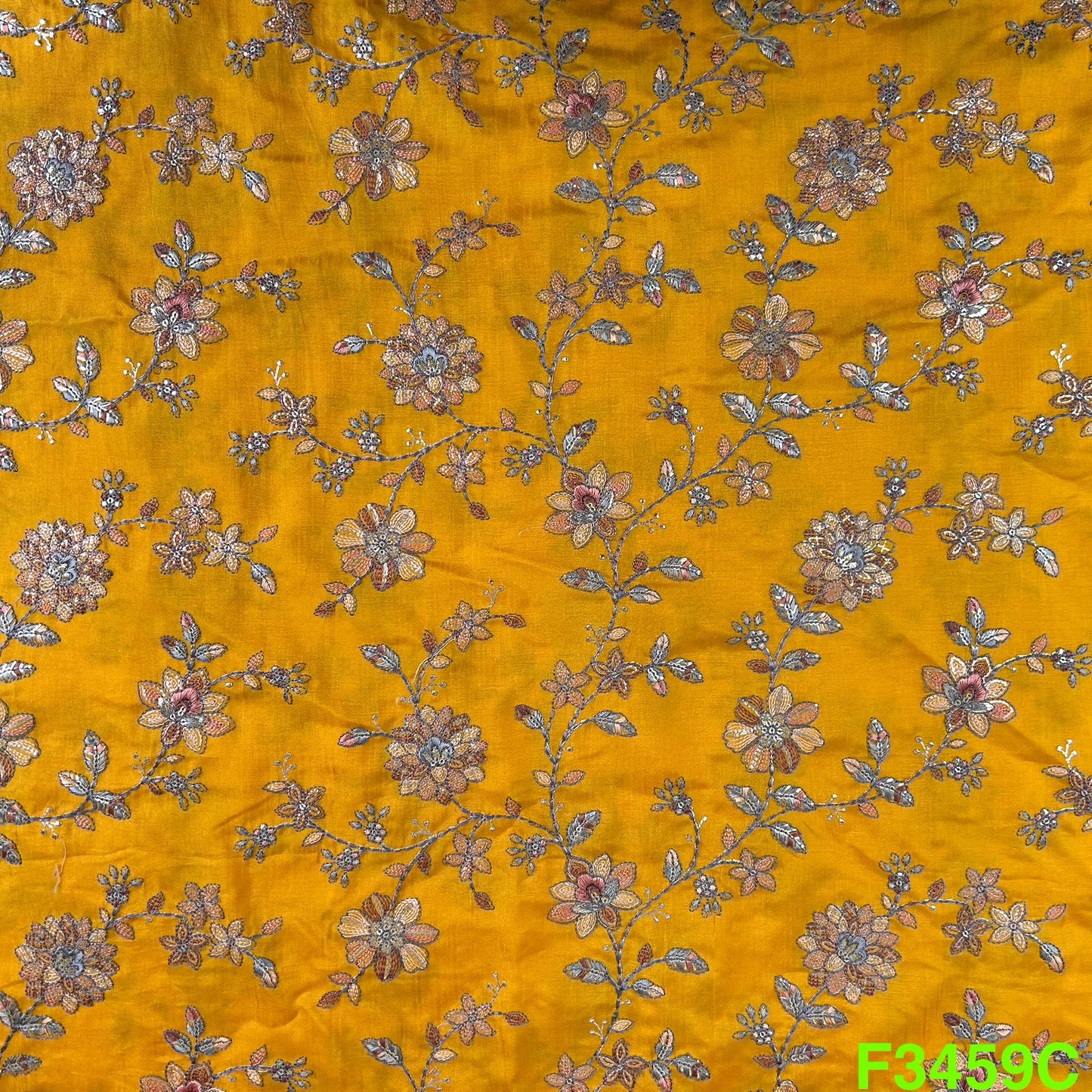 Thread Sequins Embroidered Modal Silk Fabric F3459